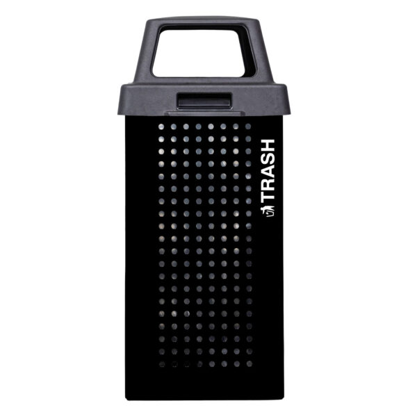 Outdoor Kaleidoscope Collection 36-Gal Trash Receptacle In Black Gloss