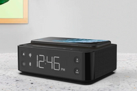 Station A In-Room Alarm Clock with White Noise, USB Charging, Qi Wireless Pad, and Bluetooth – Black