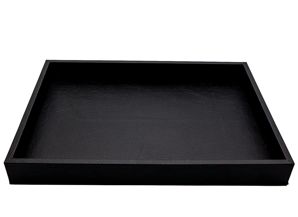 Serving Tray, 12"x17", Faux Leather & Wood