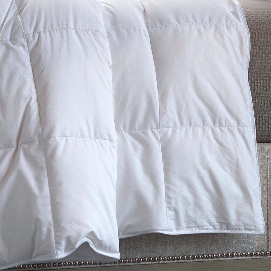 White Down, Medium Weight, 14" Quilted Sewn-Through Boxstitch, T230 100% Cotton Shell, Double Needle, Sewn Through Edge, Cotton Piping