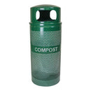 Receptacle W/Dome Top, Steel, 34 Gal, Hunter Green Gloss, Compost Laser