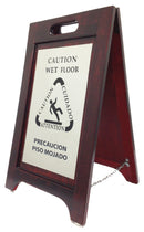 Wet Floor Sign, Walnut with Nickel