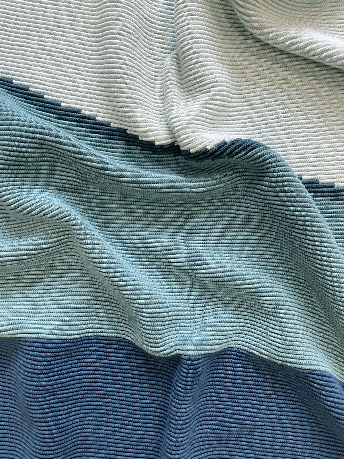 Angles Runner/Throw Blanket 100% Cotton Self Finished Hem, Celeste