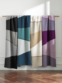 Angles Runner/Throw Blanket 100% Cotton Self Finished Hem, Celeste