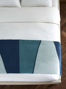 Angles Runner/Throw Blanket 100% Cotton Self Finished Hem, Celeste