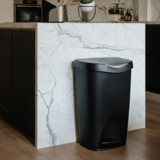 Plastic Step-On Trash Can 13 Gal. with Stainless Steel Pedal