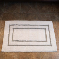 Gryphon Collection - Tufted Cut Bath Rug - Grey x White 100% Ringspun Cotton, Double 1" Frame, Hand Loomed, Fresh & Ready