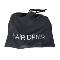 Hair Dryer Bag - T160, 70Poly/30Cotton, Embroidered White "Hair Dryer", 12x12, Cord Closure, Black w/ White, Drawstring, GSA Compliant