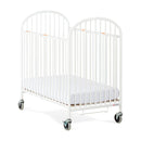 Compact Pinnacle™ Folding Steel Crib w/ Oversized Casters (Foam Mattress), White