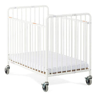 StowAway EasyRoll Folding Steel Crib with Foam Mattress – White
