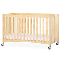 Full-Size Travel Sleeper® Solid Wood Folding Crib w/ Oversized Casters (Foam Mattress)