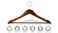 17" Cherry Anti-Theft Wood Suit Hanger W/ Suit Bar & Notches