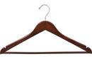 Men's Walnut Wood Suit Hanger with Locking Bar and Chrome Hook