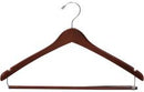 17" Walnut Wood Suit Hanger with Locking Bar and Shoulder Notches