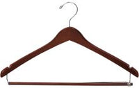 17" Walnut Wood Suit Hanger with Locking Bar and Shoulder Notches