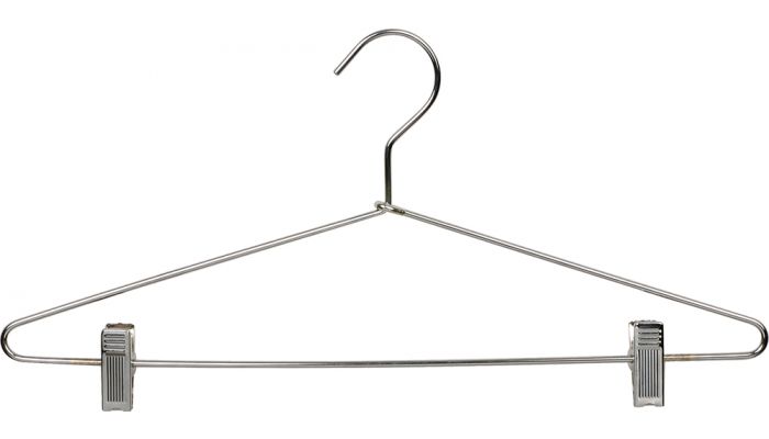 17" Chrome Metal Combo Hanger W/ Clips