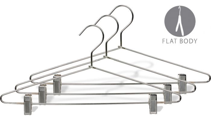 17" Chrome Metal Combo Hanger W/ Clips