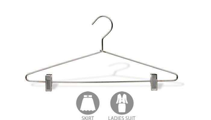 17" Chrome Metal Combo Hanger W/ Clips