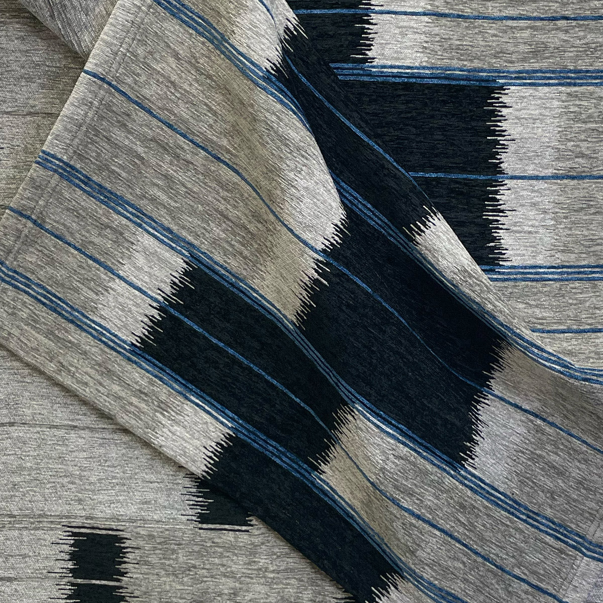 Ikat Stripe Throw Blanket, Bluestone