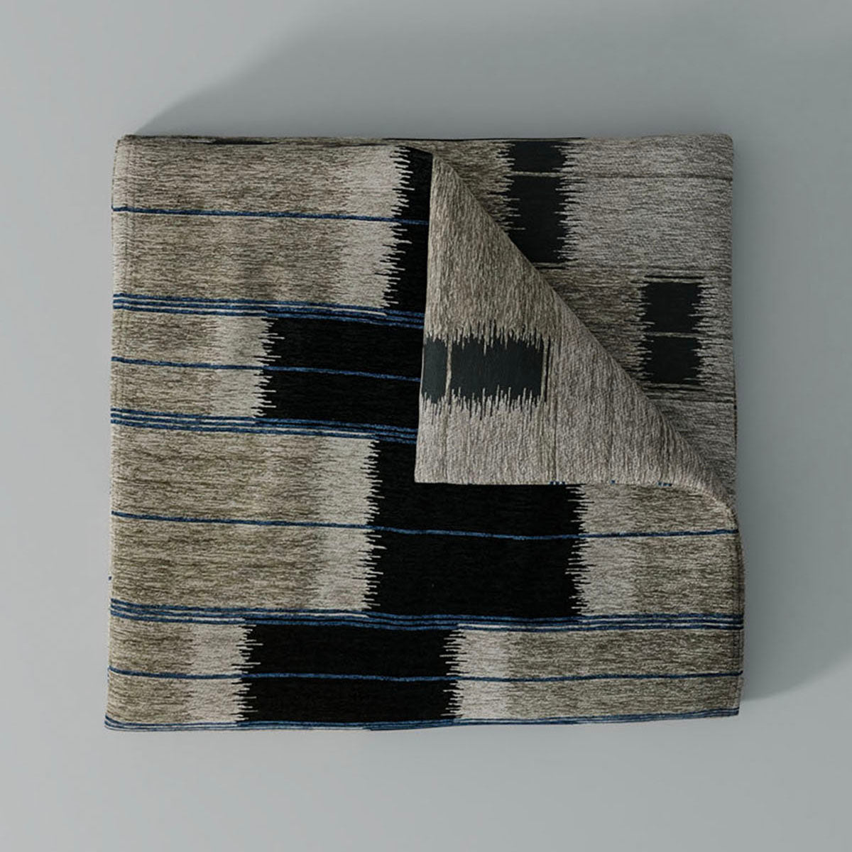 Ikat Stripe Throw Blanket, Bluestone