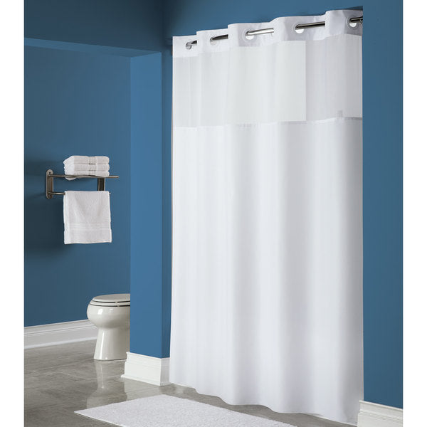 Mystery Hookless® Fabric Shower Curtains, White