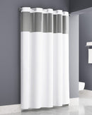 Plainweave Easy Hang White Shower Curtain 71x74 Hook White With Window