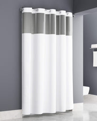 Plainweave Easy Hang White Shower Curtain 71x74 Hook White With Window