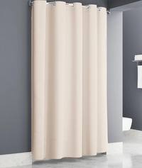 Plainweave Easy Hang Beige Shower Curtain 71x74 Hook Chrome