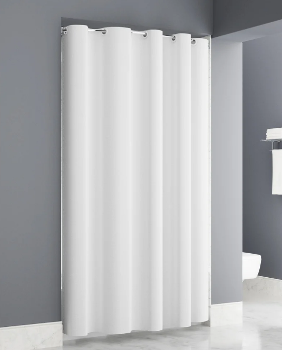 Plainweave Easy Hang White Shower Curtain 71x80 Hook White