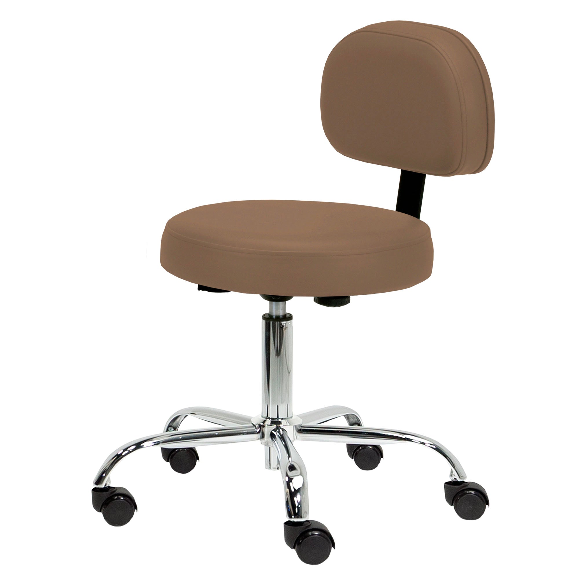 Pneumatic Rolling Stool w/ Back (19-26” / Standard height)