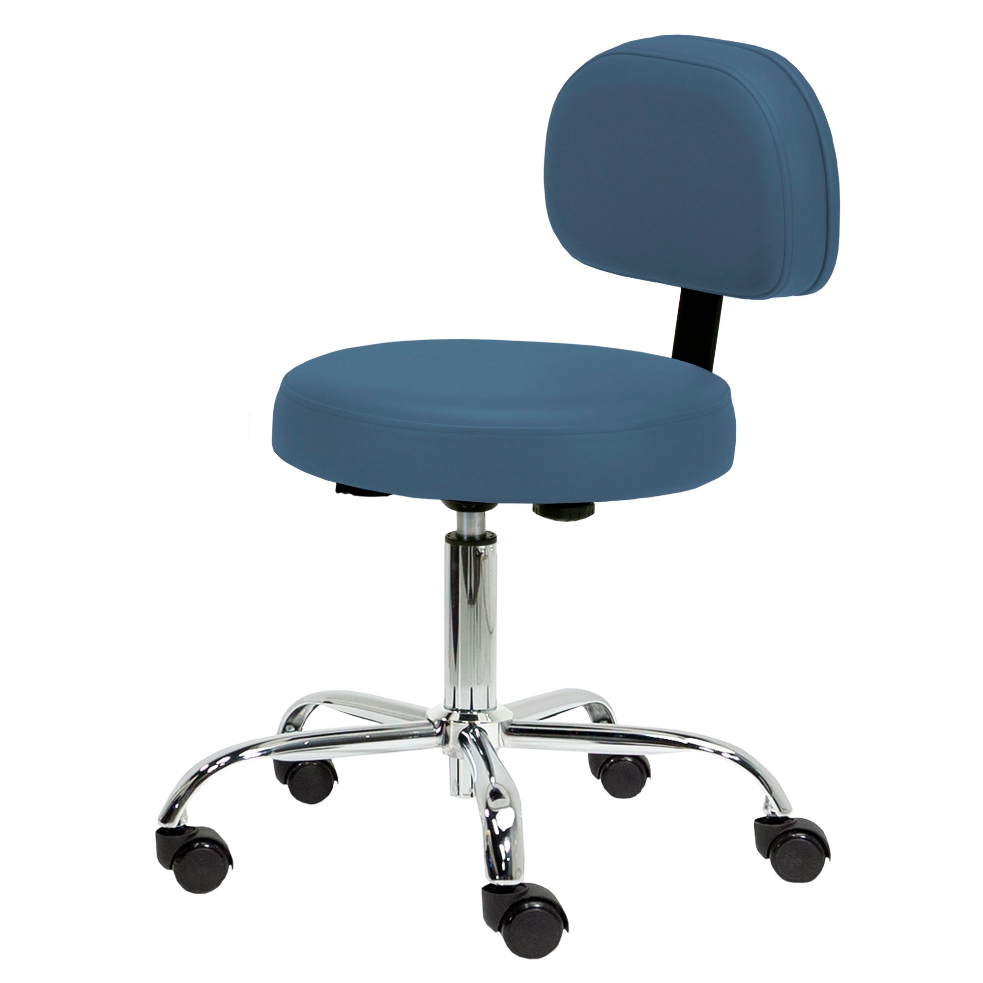 Pneumatic Rolling Stool w/ Back (19-26” / Standard height)