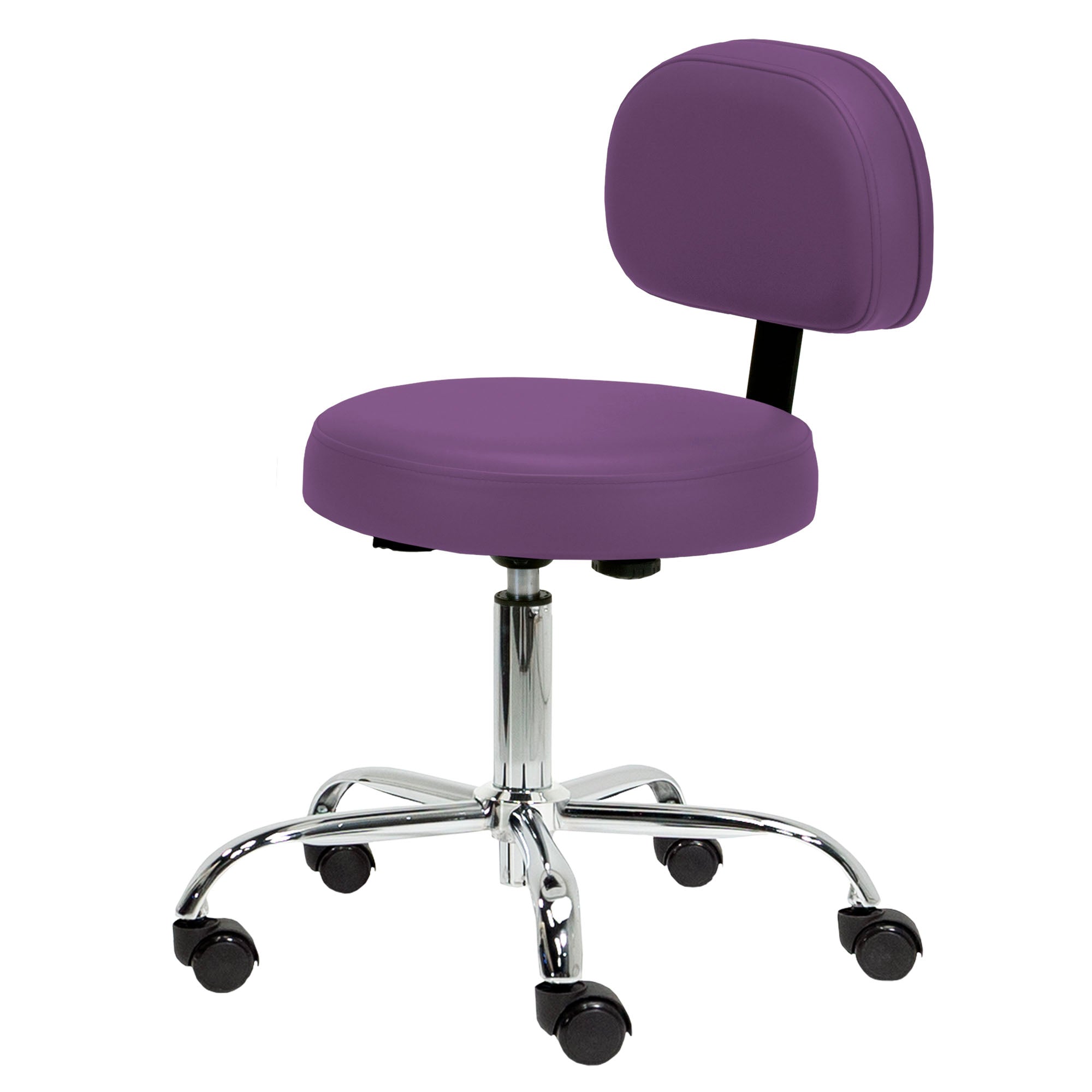 Pneumatic Rolling Stool w/ Back (19-26” / Standard height)