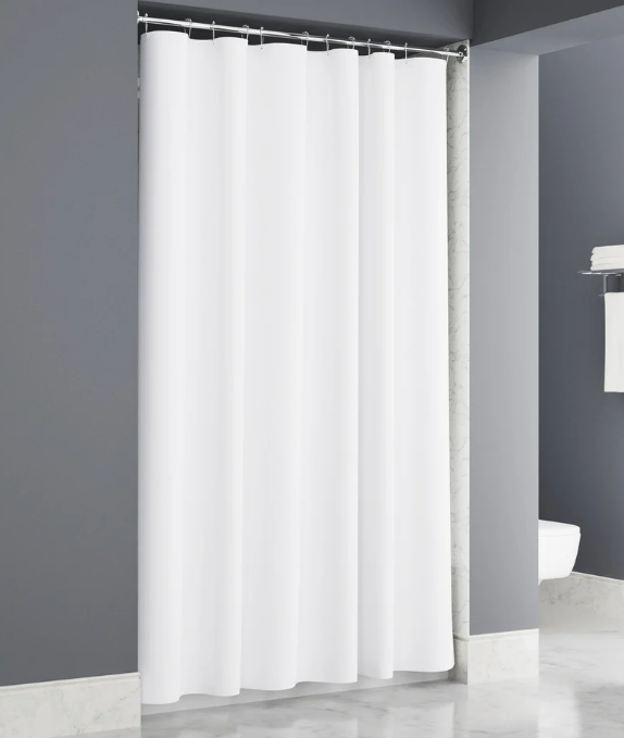 Plainweave White Shower Curtain 72x72 Buttonholes