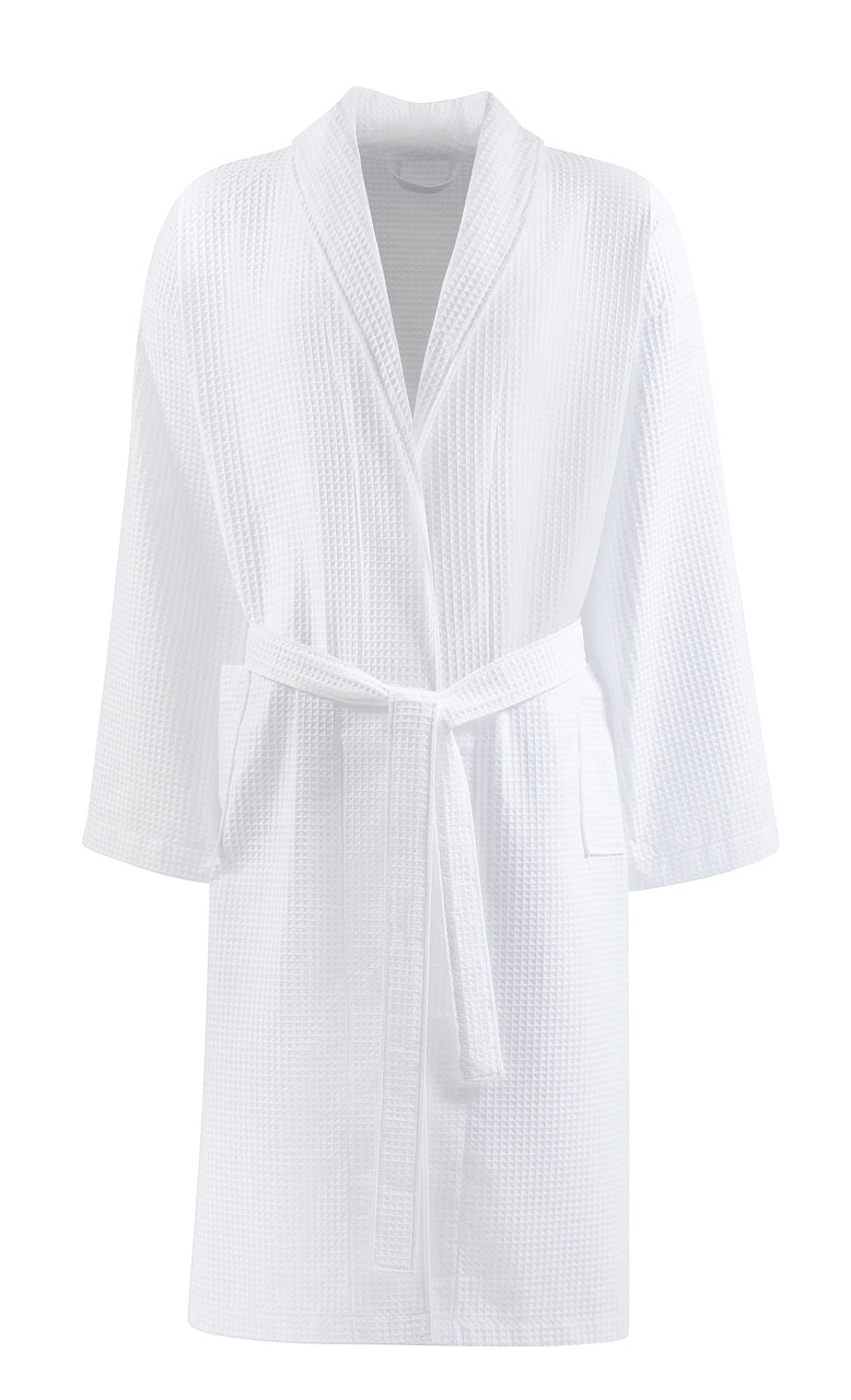 Pique Waffle Bathrobe, White