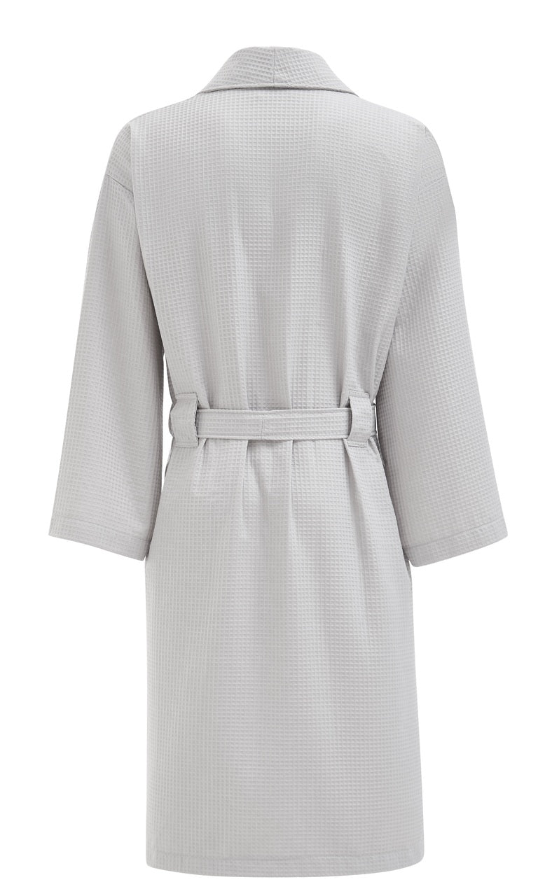 Pique Waffle Bathrobe, Grey
