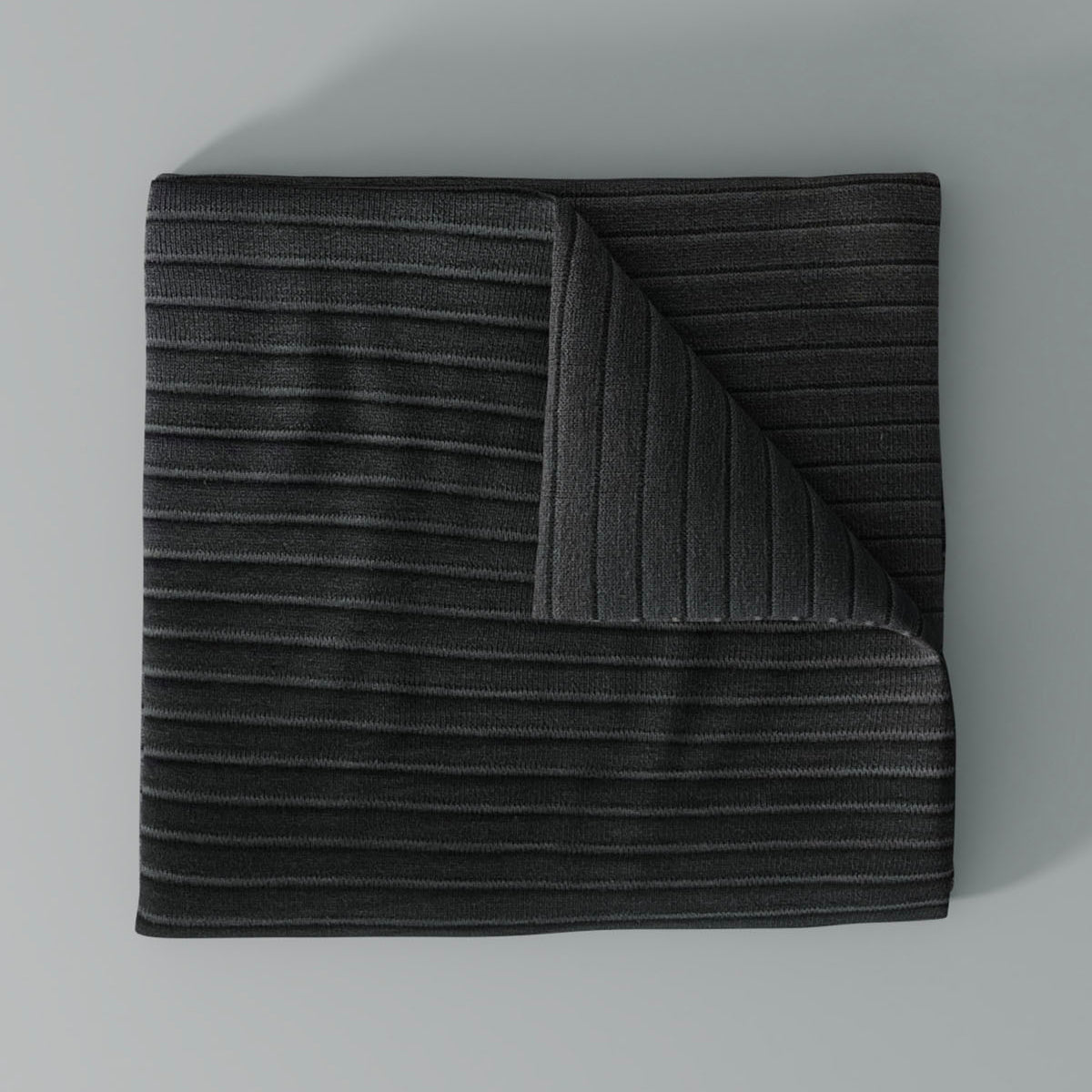 Rib Knit Throw Blanket, Charcoal