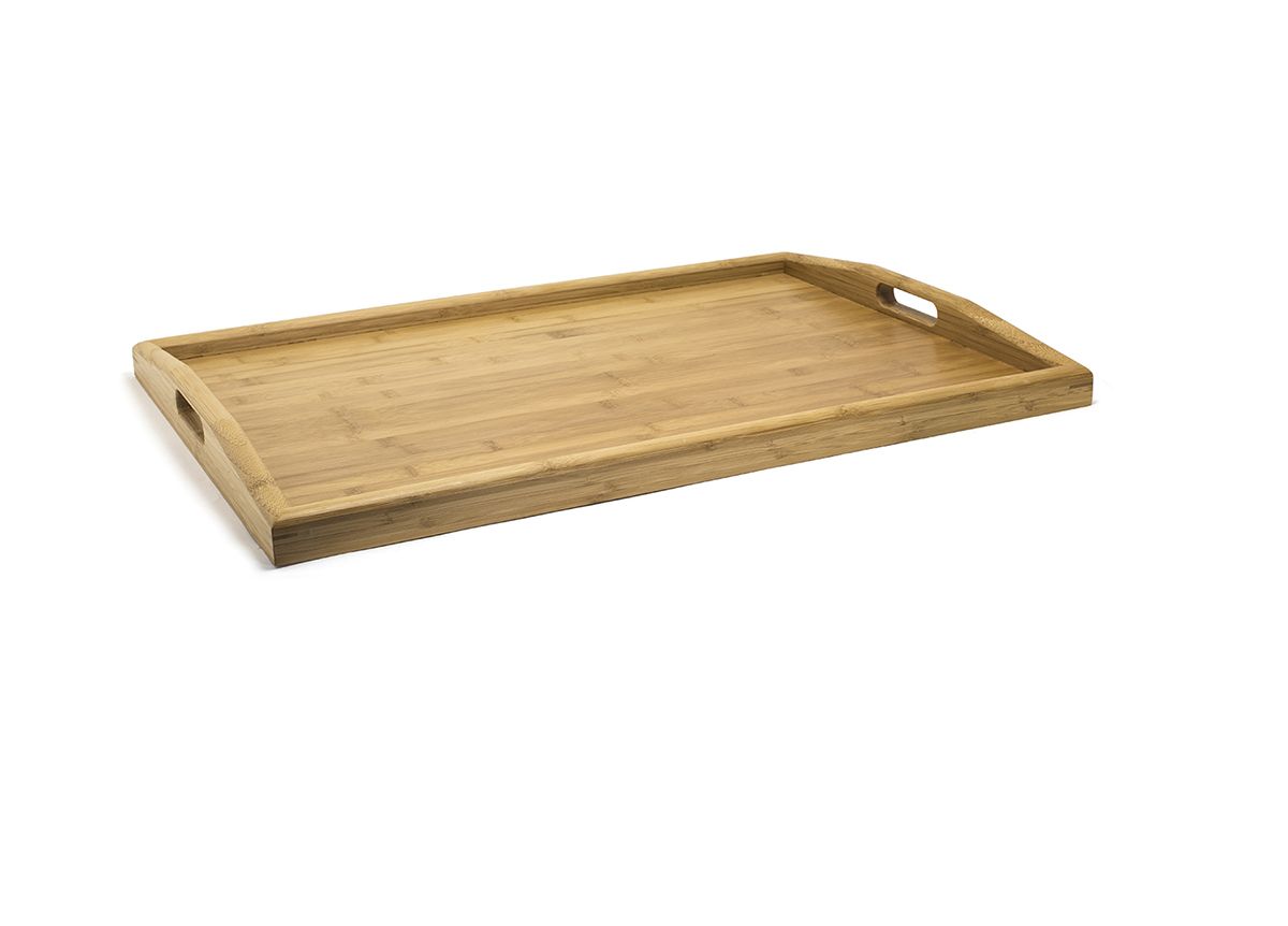Bamboo Curved Handled Room Service Tray 26”x18”x2”