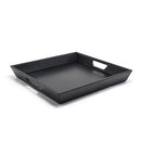 Square Leatherette Coffee Tray with Handles in Black with Black Stitching 15.75” x 15.75” x 2”