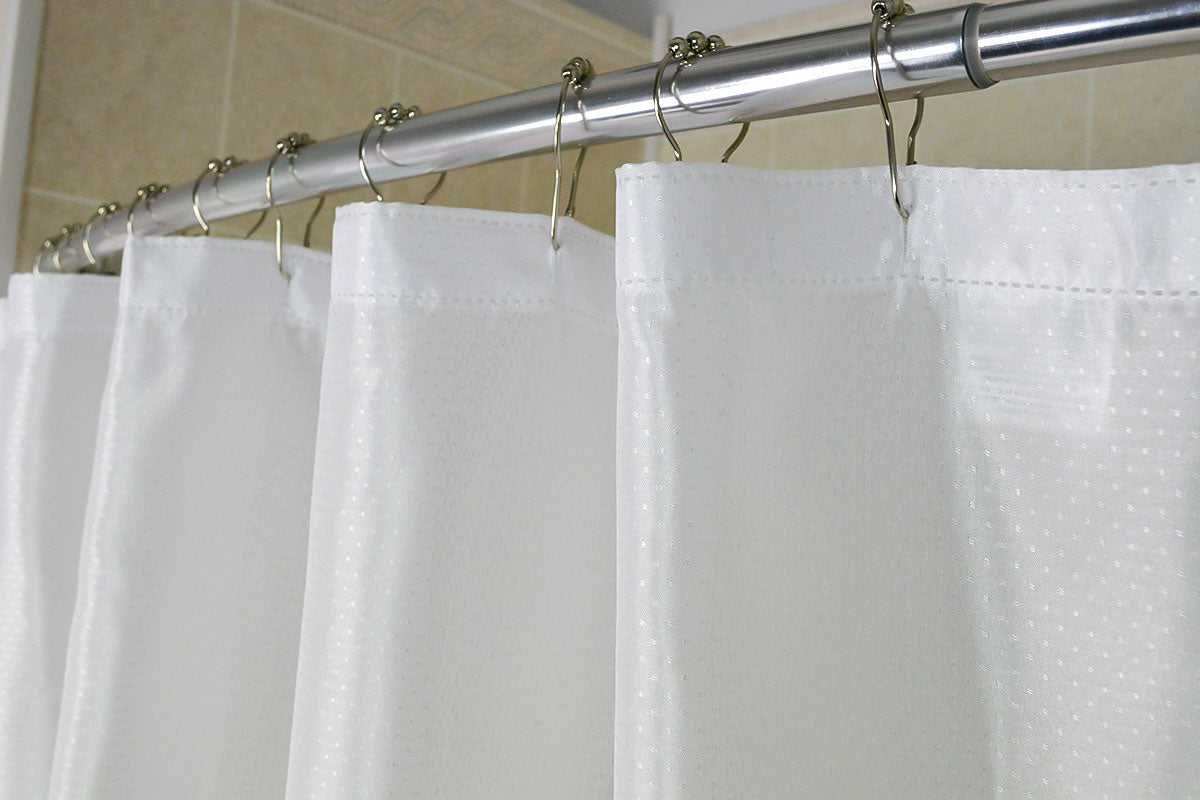 Dobbie Sparkle Shower Curtain 100% Polyester, White 72”W x 72”L