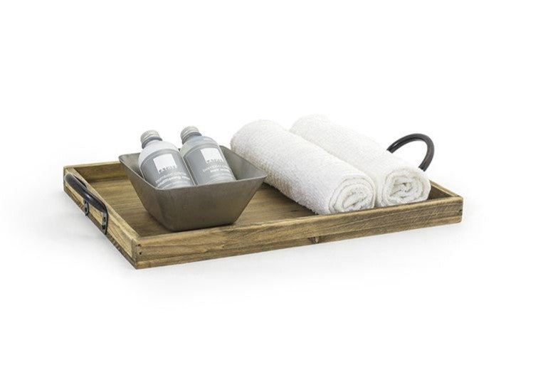 Wood Amenity Tray in Natural with Handles 9”x13”x1”