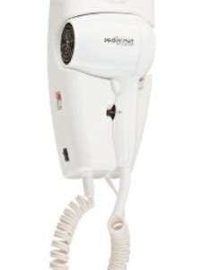 Wall Mount Hair Dryer 1600W, 2 Speeds, 2 Heat Settings, LED Night Light, White, Auto Off, Plug In