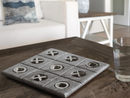 Tic Tac Toe, Grey Marble & Casted Brass