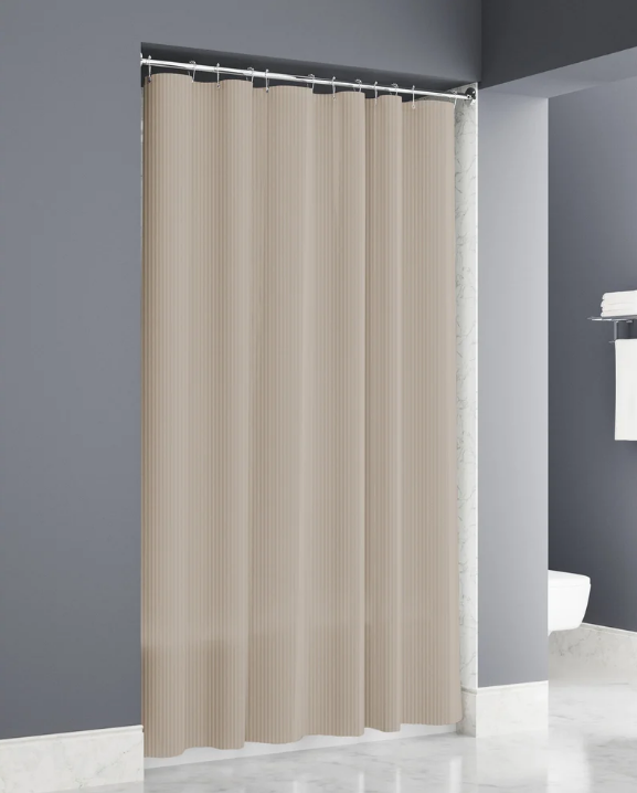 Vertical Stripe Tan Shower Curtain Waterproof 72x72 With Grommets
